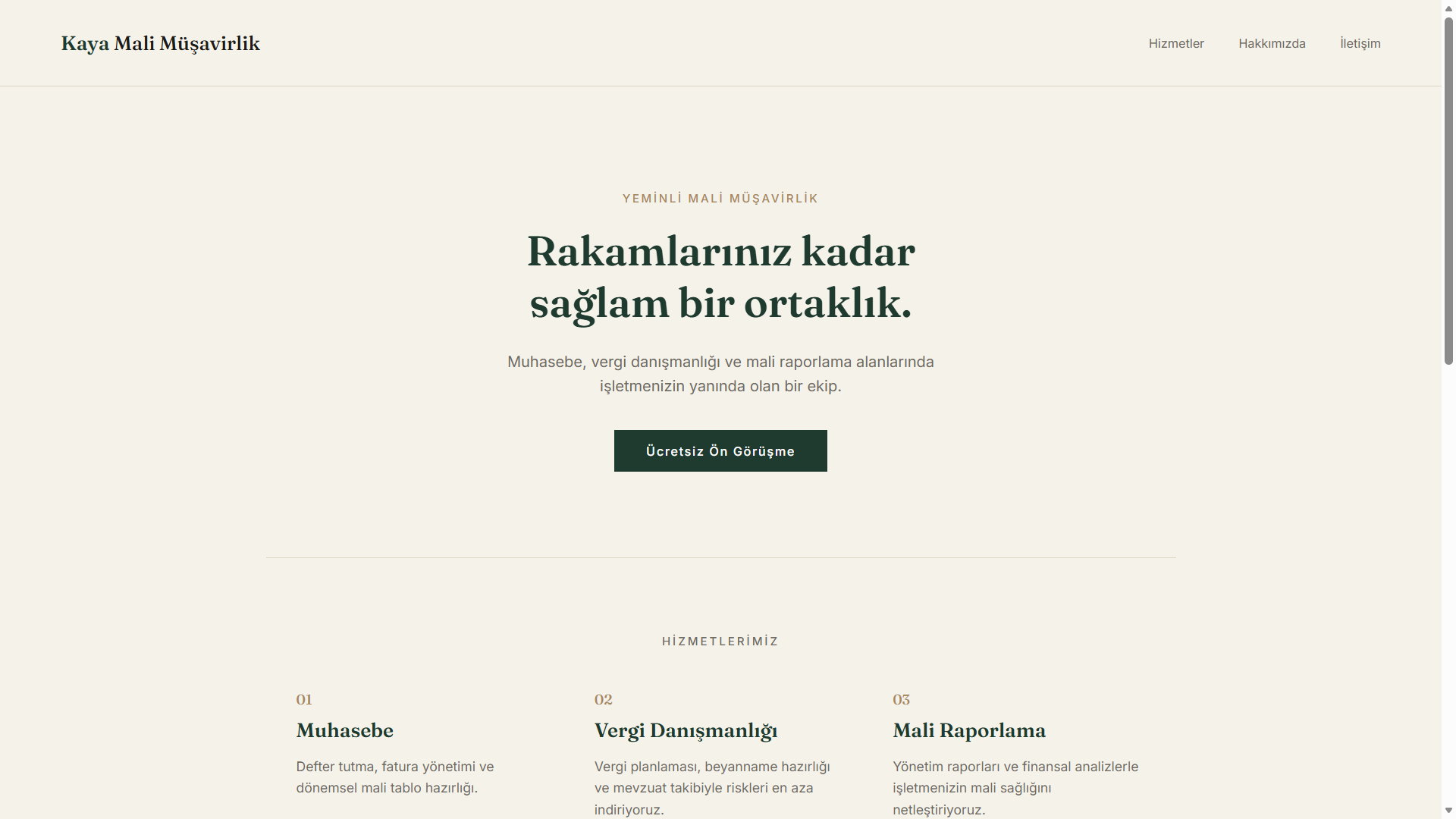 Kaya Mali Müşavirlik web sitesi